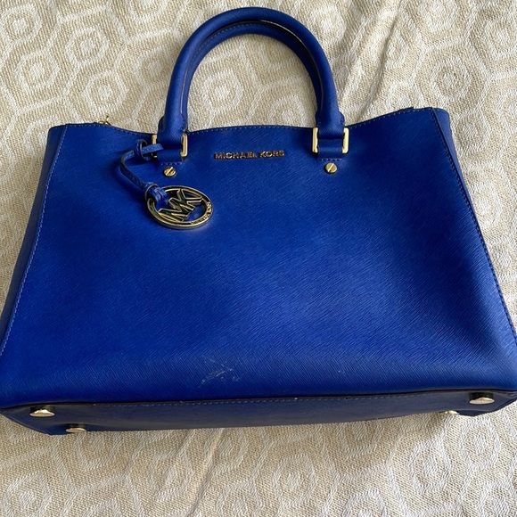 MICHAEL KORS SUTTON SAFFIANO LEATHER LARGE SATCHEL (Sapphire Blue) - Picture 2 of 9